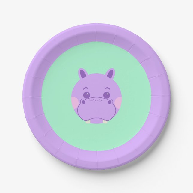 Happy Hippo Paper Plate (Front)