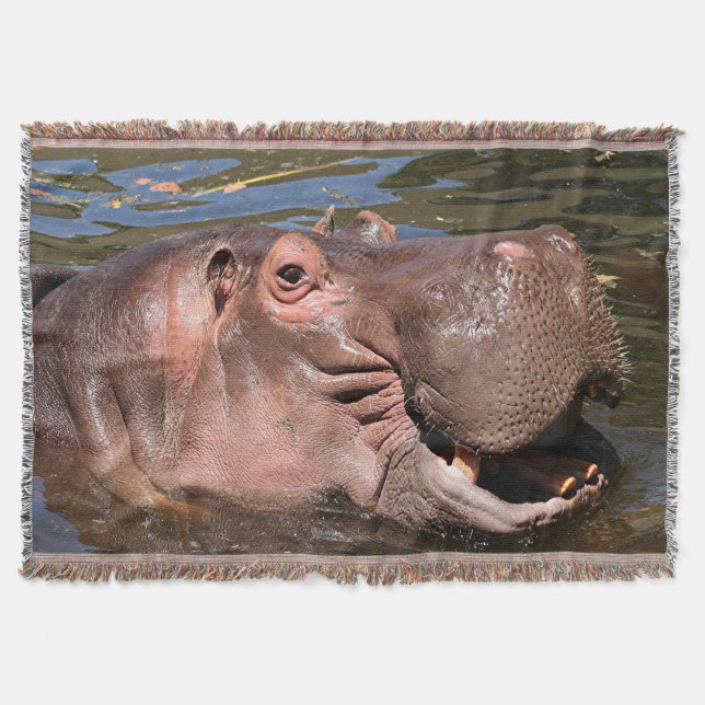Happy hippo throw blanket (Front)