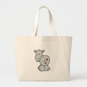 Happy Hippo Tshirts and Gifts Large Tote Bag