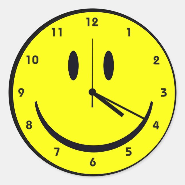 Happy Hippy face clock Classic Round Sticker (Front)