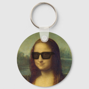 Happy Hipster Mona Lisa Shades Leonardo da Vinci Key Ring