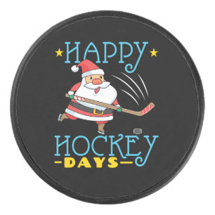 Happy Hockey Days Christmas Santa Puck