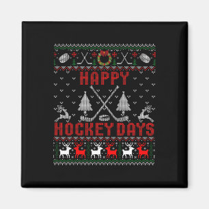 Happy Hockey Days Fun Ugly Christmas Magnet