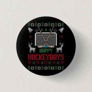 Happy Hockey Days Hockeydays Ugly Christmas Xmas S 3 Cm Round Badge