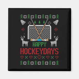Happy Hockey Days Hockeydays Ugly Christmas Xmas S Magnet