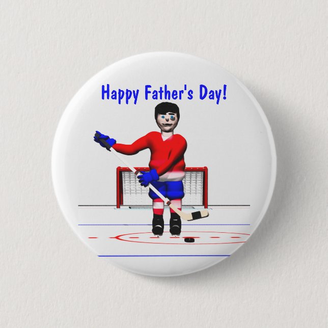 Happy Hockey Father's Day 6 Cm Round Badge (Front)