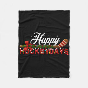 Happy Hockeydays Christmas Ice Hockey Player Team Fleece Blanket