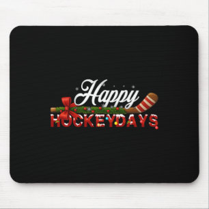 Happy Hockeydays Christmas Ice Hockey Player Team  Mouse Pad