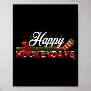Happy Hockeydays Christmas Ice Hockey Player Team Poster