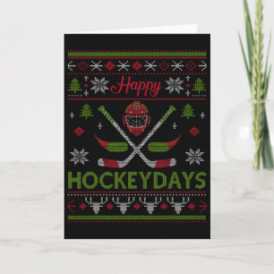 Happy Hockeydays Cool Hockey Christmas Wearing Out Card