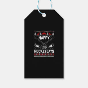 Happy Hockeydays Funny Christmas Ice Hockey Player Gift Tags