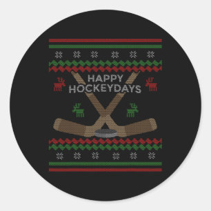 Happy Hockeydays Hockey Funny Hockey Player Christ Classic Round Sticker