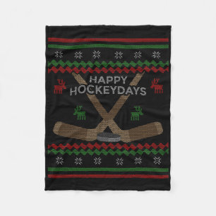 Happy Hockeydays Hockey Funny Hockey Player Christ Fleece Blanket