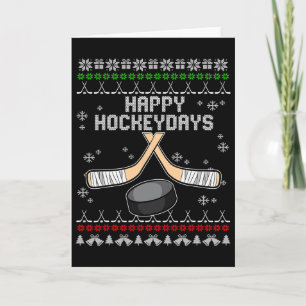 Happy Hockeydays Ugly Christmas Pajama Cool Hockey Card