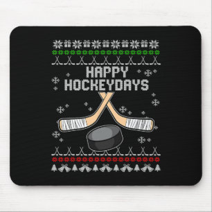 Happy Hockeydays Ugly Christmas Pajama Cool Hockey Mouse Pad
