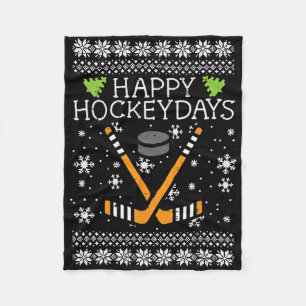 Happy Hockeydays Ugly Christmas Xmas Hockey Men Bo Fleece Blanket