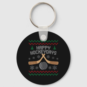 Happy Hockeydays Ugly Christmas Xmas Hockey Men Bo Key Ring