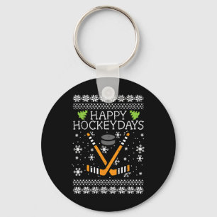 Happy Hockeydays Ugly Christmas Xmas Hockey Men Bo Key Ring