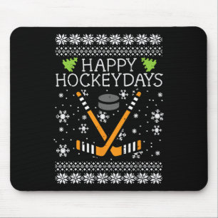 Happy Hockeydays Ugly Christmas Xmas Hockey Men Bo Mouse Pad