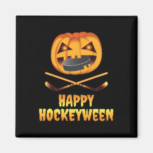 Happy Hockeyween Hockey Pumpkin Eating Puck Fun Ha Magnet