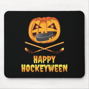 Happy Hockeyween Hockey Pumpkin Eating Puck Fun Ha Mouse Pad