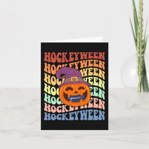 Happy Hockeyween ice hockey halloween Pumpkin Eati Card