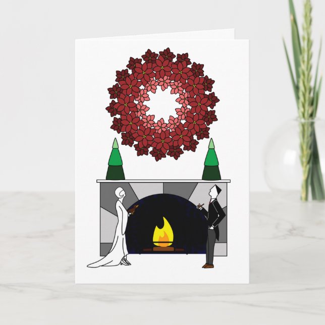 Happy Hoiday Poinsettia Wreath Card (Front)