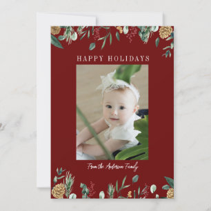 Happy Holdays! Winter Greenery, Photo Holiday Card