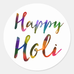 Happy Holi Bokeh Lights Classic Round Sticker