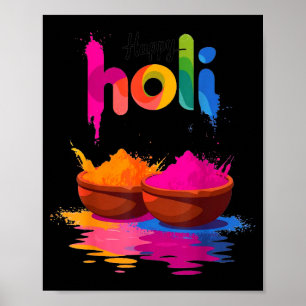 Happy holi colour powder festival of colours desig poster
