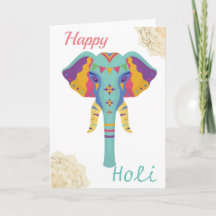 Happy Holi Colourful Elephant With Golden Mandala