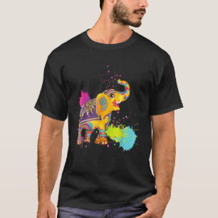 Happy Holi Colours India Hindu Spring Elephant Ho T-Shirt