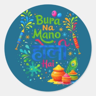 Happy holi festival india colours bura na mano hol classic round sticker