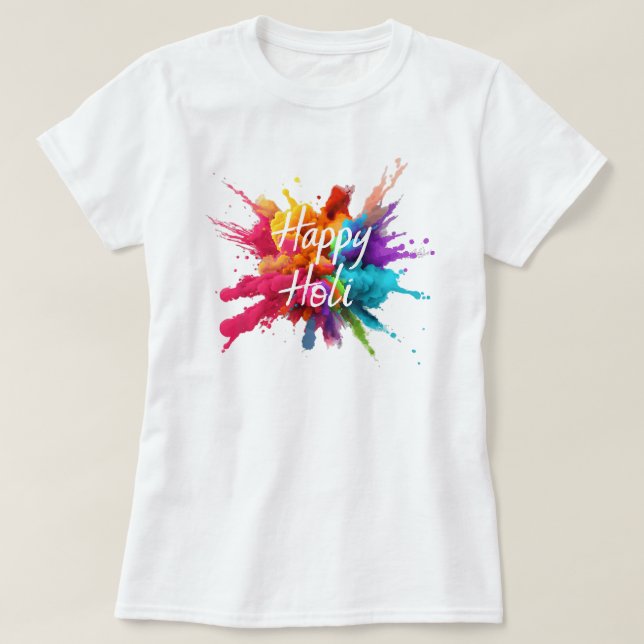 Happy Holi For Women Men Kids Colour India Hindu  T-Shirt (Design Front)