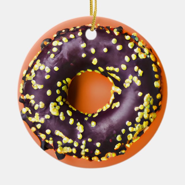 Happy Holi-Glaze | Funny Doughnut Pun Christmas Ceramic Ornament (Front)