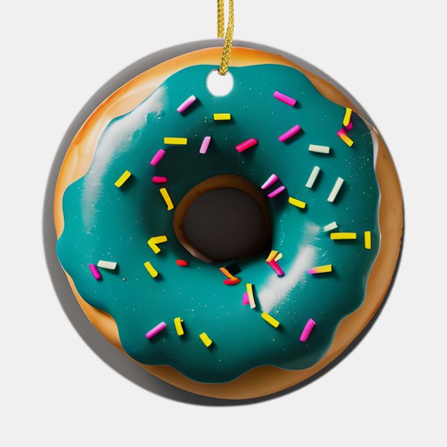 Happy Holi-Glaze | Funny Doughnut Pun Christmas Ceramic Ornament (Front)