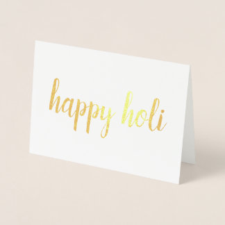 happy holi gold foil card
