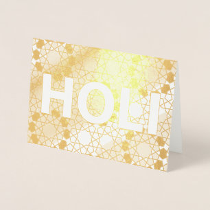 happy holi gold foil card