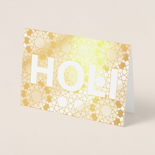 happy holi gold foil card (Front)
