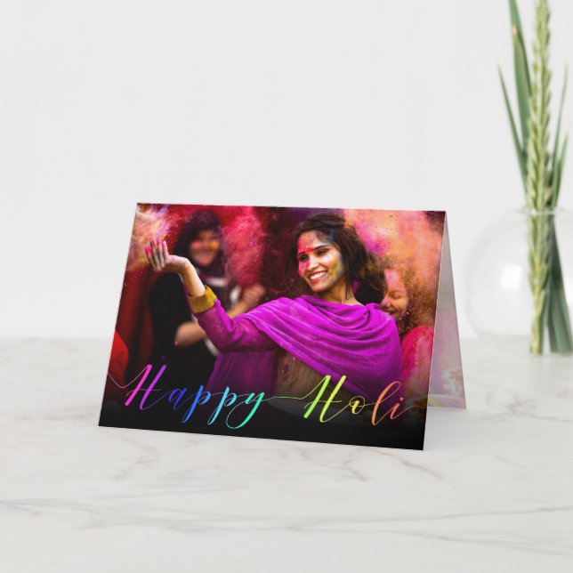 Happy Holi Hai Photo Typography - Greeting Card (Front)