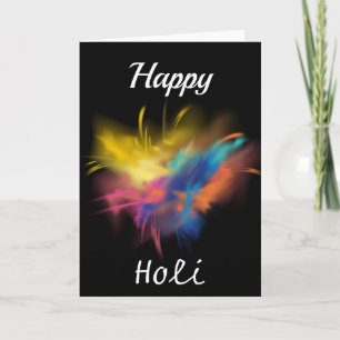 Happy Holi in Black Background Card