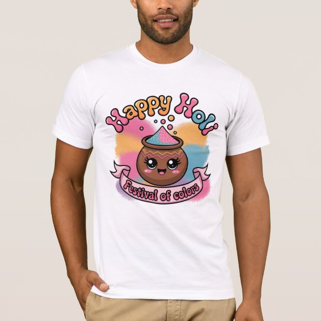 Happy Holi - Kawaii Holi Pot T-Shirt (Front)