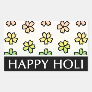 happy holi spring festival rectangular sticker