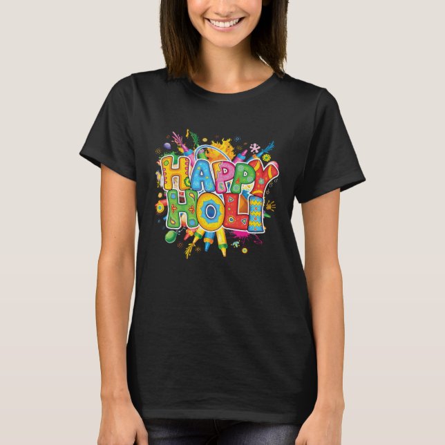 happy holi t shirt family India Hindu Men Women (Front)