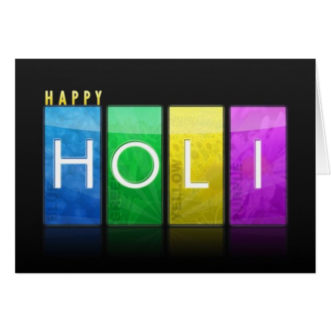 Happy Holi Wishing Card (Front Horizontal)