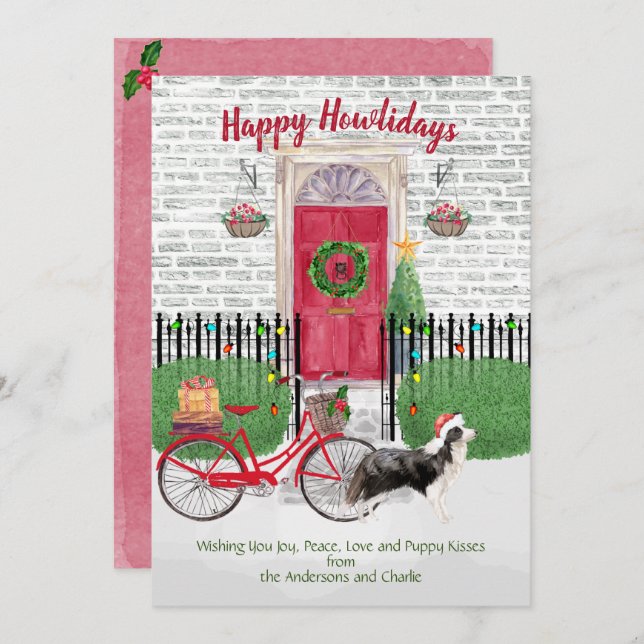 Happy Holiday Border Collie Door Bike Christmas (Front/Back)