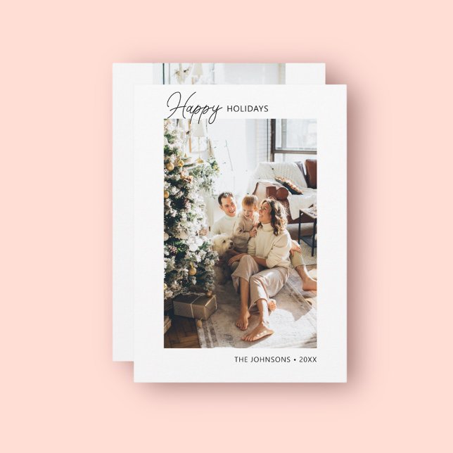 Happy Holiday Calligraphy Photo Holiday Card (Creator Uploaded)