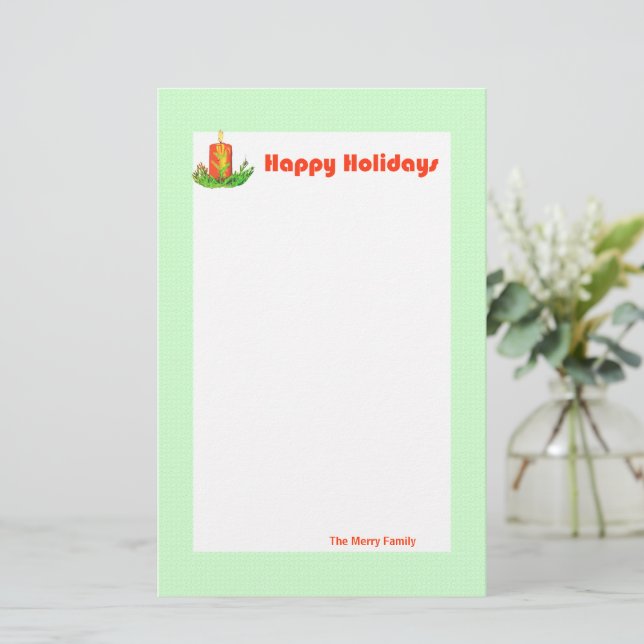 Happy Holiday Candle Stationery (Standing Front)