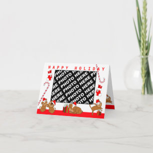 Happy Holiday Card Add Photo Puppy Party 1