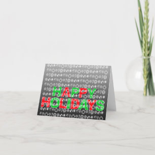 Happy Holiday Card Ornament Icon Grey
